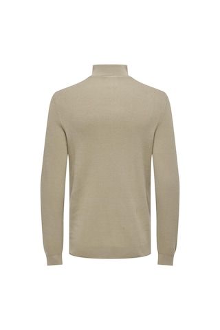 Only & Sons Onsphıll Reg 12 Rıb Half Zıp Knıt Erkek Kahverengi Kazak - 22030794