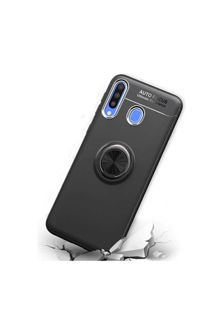 Samsung Uyumlu Galaxy A20s Kılıf Zore Ravel Silikon Kapak Siyah-Mavi