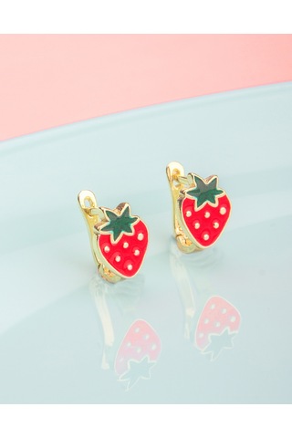 925 Ayar Gümüş Çilek Çocuk Küpesi