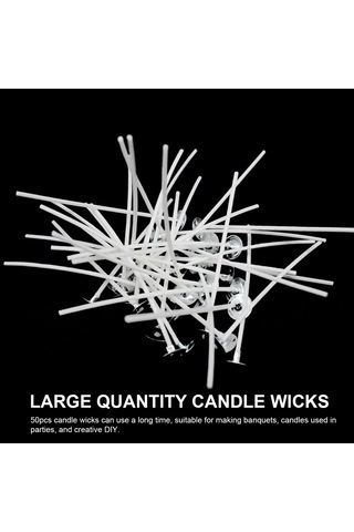 Konesam 50 Adet 15cm Pamuk Mum İpliği - Sağlıklı, Dumanızsız, Dıy Mum Yapımı İçin Uygun, Kararlı Alevli