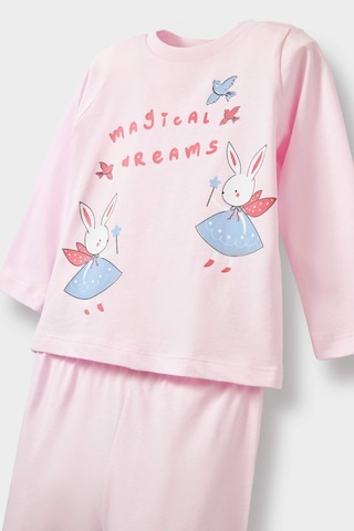 Defacto Kız Bebek Tavşan Baskılı Uzun Kollu Penye 2li Pijama Takımı F2910a525aupn633 Pembe