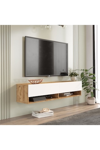 Aven Tv Ünitesi Tv Sehpası Raflı Kapaklı 140cm Çam-beyaz Ave11-aw Beyaz