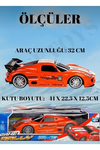 TıfılToys Uzaktan Kumandalı Full Fonksiyon Şarjlı Işıklı 1:12 Ölçekli Süper Hızlı Turuncu Yarış Arabası