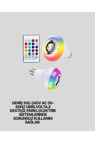 12w Led Ampul Renkli Işık Ve Dahili Hoparlör Özellikli Diğer