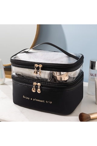 Dekohop Çift Bölmeli Seyahat Makyaj Çantası