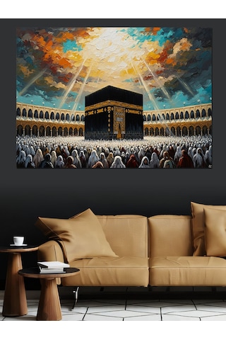 Ahşap Tablo Mekke Kabe Ve Manevi Işıklar
