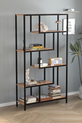 Bofigo 6 Raflı Kitaplık Dekoratif Kitaplık Metal Kitaplık Ofis Kitaplığı Larissa Çam Çam