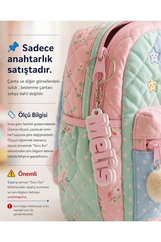 Kişiye Özel İsimli Çocuk Çanta Aksesuarı Anahtarlık - Pla Sağlıklı Plastik Açık Pembe