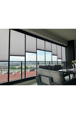 Açık Gri Plise Perde - Cam Balkon Ve Pimapen Uyumlu Kancalı Veya Vidalı Montaj