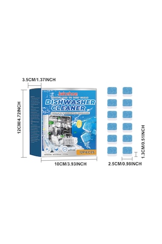 Maiyame Mutfak Makinesi Ve Çamaşır Makinesi Temizleyici Fizzy Tabletler - Kireç, Yağlı Kirlik Ve Lézyonları Kaldırır - 12 Adet Gök Mavisi