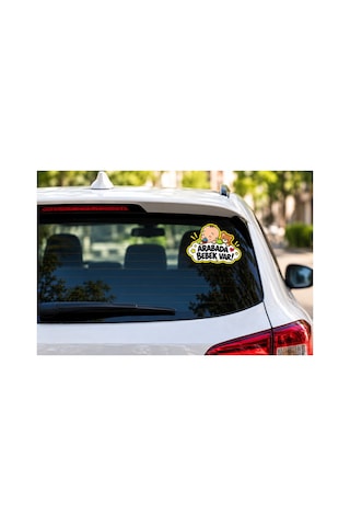 Arabada Bebek Var Oto Cam Sticker 16 Cm Bebekli Araç Arka Cam Etiketi Renkli Dekoratif Uyarı Sticker