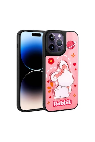 Zore Apple iPhone Uyumlu 14 Pro Kılıf Parlayan Kabartmalı İkonik Figürlü Omsy Amas Silikon Kapak - Siyah