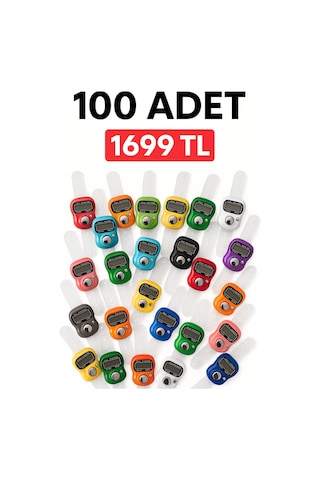 100 Adet Karışık Renk - Yüzük Tesbih Zikir Matik Namaz Zikir Çok Renkli