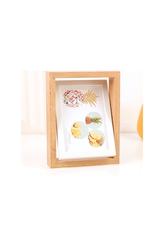 Sones Ahşap Döner Çift Taraflı Salıncaklı Masa Fotoğraf Çerçevesi Boyutu: 8 İnç Kütük + Beyaz