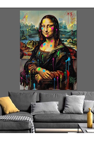 Mona Lisa Pop-art Versiyonu Dekoratif Kanvas - Mdf Ahşap Tablo