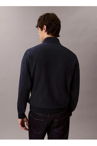 Calvin Klein Erkek Marka Logolu Pamuk Karışımlı Yarım Fermuarlı Şık Görünümlü Lacivert Sweatshirt Lv-11184 Lacivert