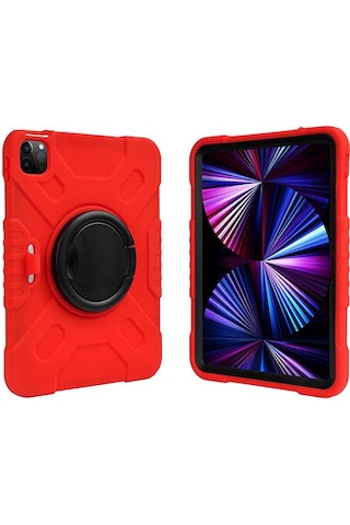 Apple Uyumlu iPad Air 11inç M4/m3/m2 2026-2024 Kılıf Askılı Silikon Handle Ring Yüzüklü Amour Tank Case