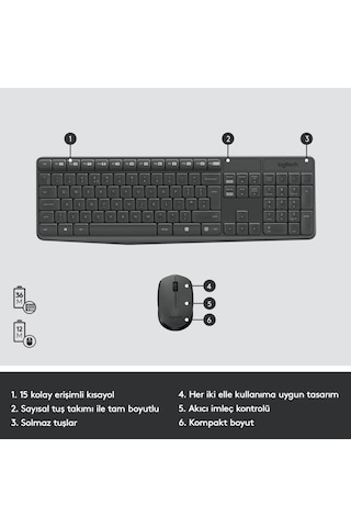 Logitech MK235 Kablosuz Klavye Mouse 920-007925