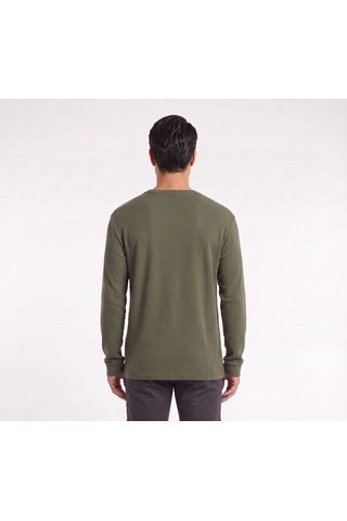Blow Up Göğüs Yazılı Haki Erkek Sweatshirt 12446 Siyah