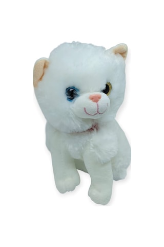 Sesli Peluş Kedi Van Kedisi 25 Cm - Beyaz Beyaz