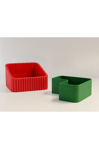 3d Baskı Fıstık Kasesi - Çift Hazneli Kabuk Ayırıcı Sunum Kasesi - Kırmızı Yeşil Diğer