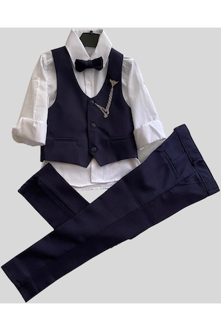 Zincirli Begos Erkek Çocuk Takım Elbise Lacivert