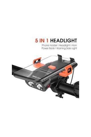 Hombey West Bıkıng Bisiklet Telefon Tutucu Işığı: 5'li Multifonksiyon, 4 Işık Modu, Şarj Cihazı, 50 Açı Ayarlı,松石绿 Yeşil