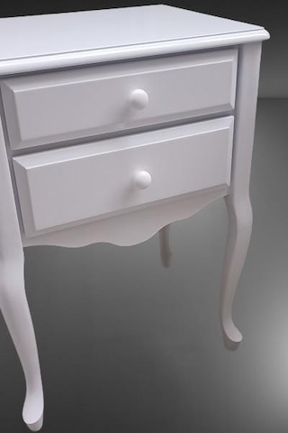 Komodin 90385 Klasik Kayın Aslan Ayak Çit Çekmece 2adet Parlak Beyaz Boya Elyapım