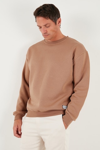 Buratti Regular Fit Bisiklet Yaka Pamuklu Içi Tüylü Yumuşak Şardonlu Erkek Sweat 5905255 Tarçın