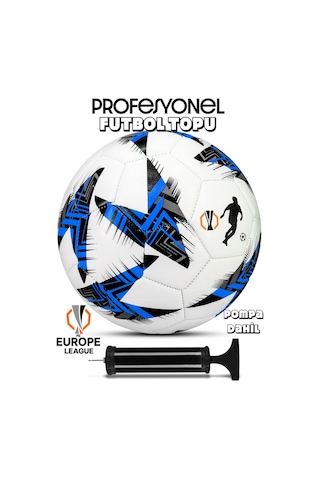 Telvesse Futbol Topu Europe Ligi Pompalı Set Dayanıklı Sert Zemin Halı Saha Futbol Topu Mavi 100 Mavi