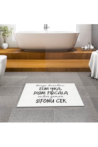 Evaşk Banyo Paspası İpeksi Kadifemsi Halı Yüzey Kaymaz Taban 40x60 BM00840B Beyaz