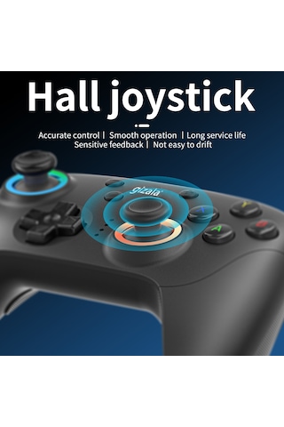 Gizala Kablosuz Oyun Kolu Gamepad Hall Effect Triggers Joystick Switch 2/pc/android/Apple Uyumlu iOS Siyah