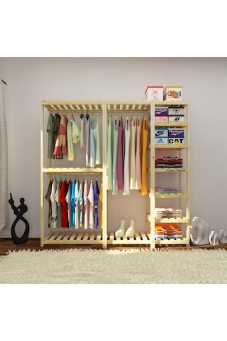 İdea - Açık Ahşap Elbise Dolabı