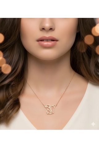 Sincap Origami Gümüş Kolye - Rose Pembe