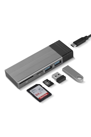 6085 Usb Type C M.2 Ssd Pcie Kutusu 5in1 Hub Nvme Sata Ngff Sd Kart Okuyucu Hard Disk Okuma