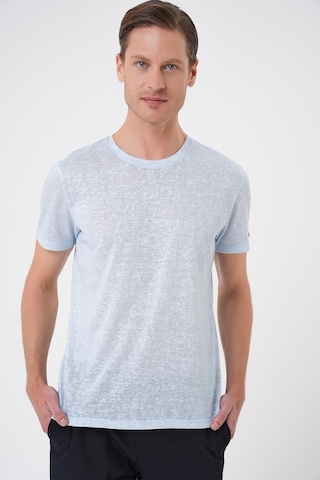 Efor Comfort Fit Bisiklet Yaka Viskon Karışımlı Casual Mavi Tişört Ts 902 Mavi
