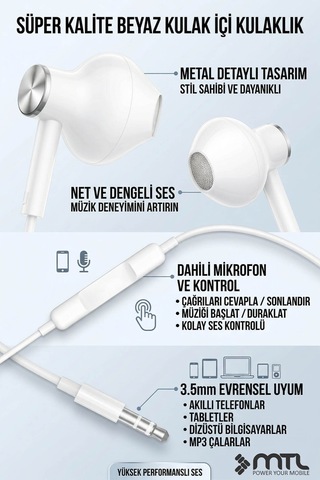 Tak Çalıştır Stero 3.5mm Jack Kulaklık Mikrofonlu - Extra Bass Diğer