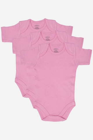 Arma Yıldız %100 Organik Pamuk 3'lü Pembe Kısa Kollu Bebek Çıtçıtlı Zıbın Body Pembe