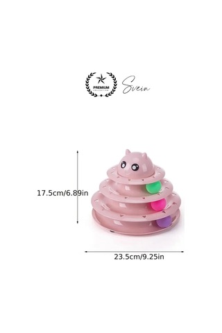 3 Katlı 3 Toplu Kedi Oyuncağı Yuvarlak Eğlence Dönen Hareketli Abs Plastik Çıngıraklı Zeka Gelişim