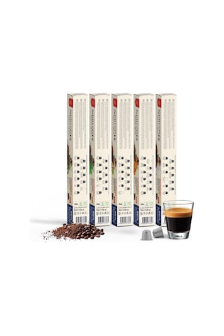 Nish Coffee Aromalı Kapsül Kahve 5'li Set Kakule-nane-zencefil-bal Kabağı-hindistan Cevizi - 50 Adet Kapsül Kahve