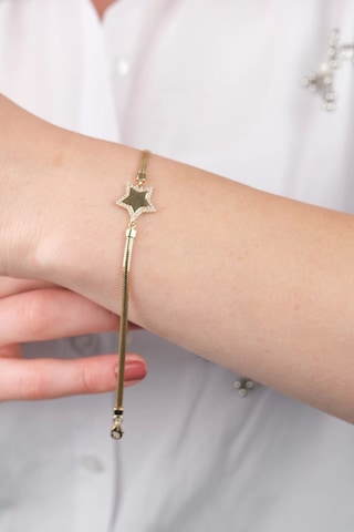 14 Ayar Altın İtalyan Zincirli Yıldızlı Bileklik Gold Sarı Altın