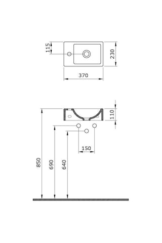 Bocchi Milano Dar Sağ Lavabo Parlak Siyah 1419-005-0126