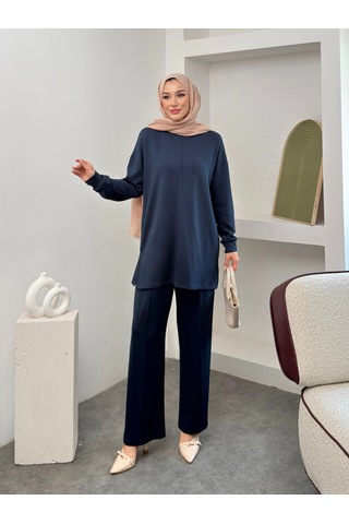 Mihran Butik Premium Model Modal Kumaş Kadın Alt Üst Takım Lacivert