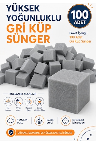 100 Adet Gri Küp Sünger Top Havuzu Oyun Alanı Duyusal Oyun Aktivite Köşesi Dolgu Süngeri