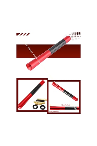 Peugeot 206 Uyumlu Alüminyum Karbon Fiber Oto Araç Anten Çubuğu Kırmızı