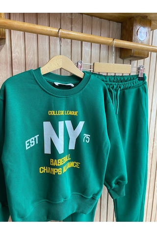 Aysbebe Snook Sloganlı Çocuk Eşofman Takım Unısex Yeşil