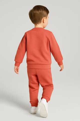 Erkek Çocuk Ayıcık Detaylı 2 Li Takım %100 Pamuk Kiremit