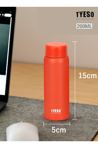 Tyeso Termos Paslanmaz Çelik, Hafif, İnce Kahve Bardağı, 200ml Füme - Kırmızı