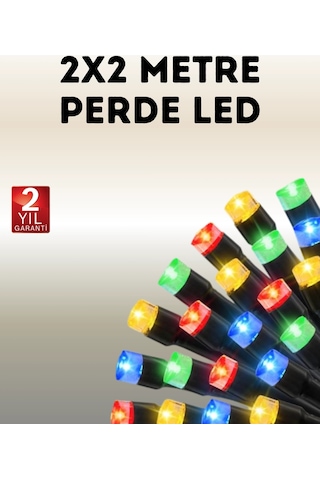 Mey İthalat Taşınabilir Pil İle Çalışan Led Işık 2x2 Metre Perde Modeli Çok Renkli