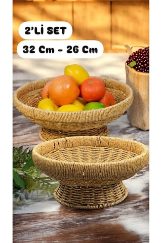 2'li Set Yuvarlak 32 Cm Ve 26 Cm Ayaklı Meyvelik 700696 Dekoratif